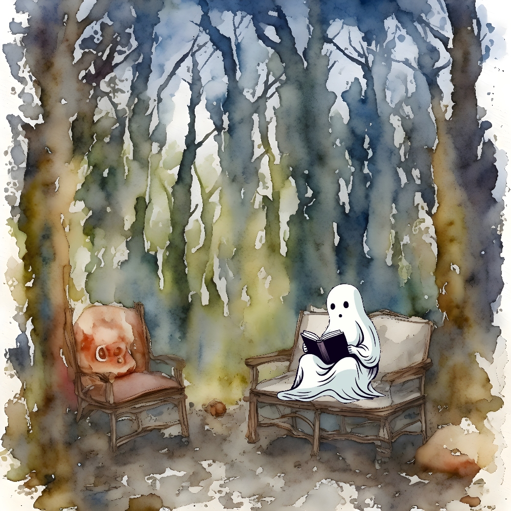 Ghost Reading A Book In The Forest