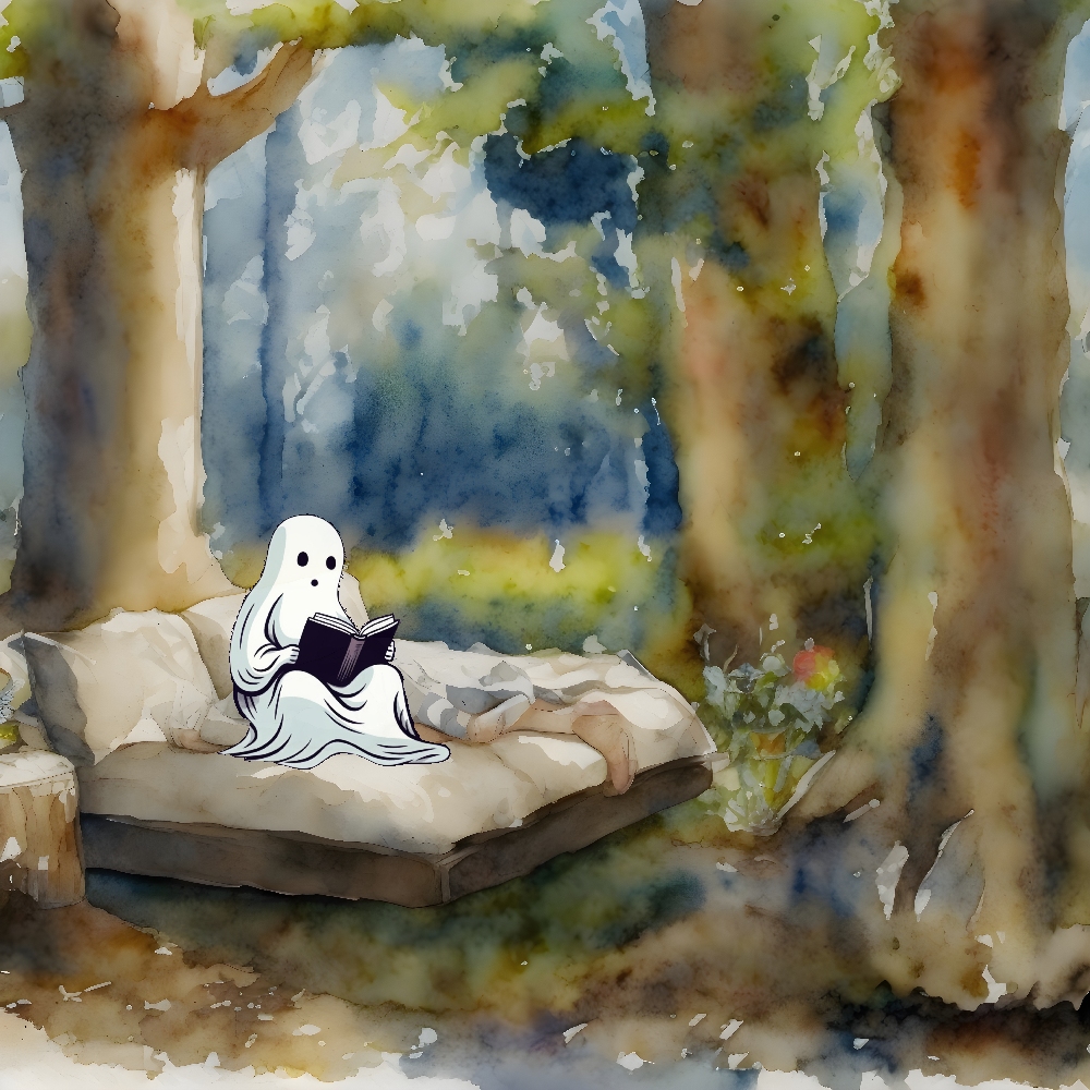 Ghost Reading A Book In The Forest 